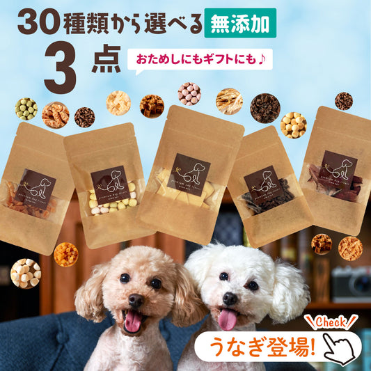 30種類から選べる無添加おやつ3個セット